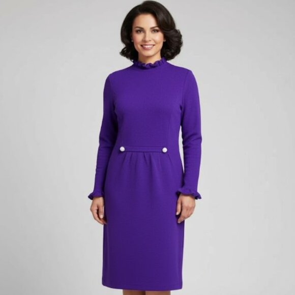 VINTAGE DON SAYRES PURPLE KNIT WOOL SWEATER DRESS SZ 12 - Picture 1 of 11